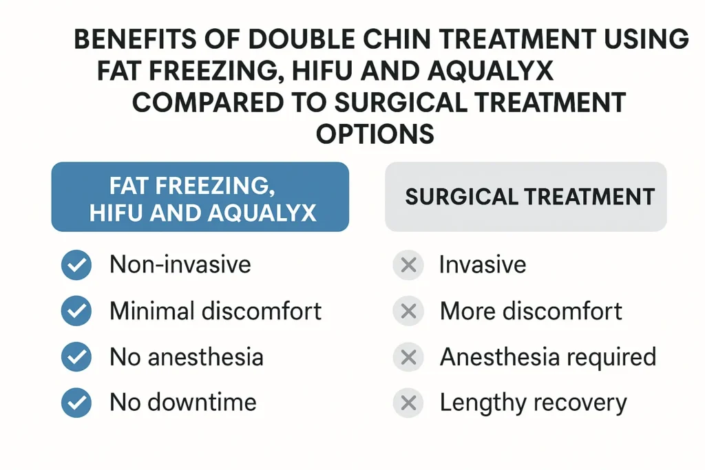 Graphic about the benefits of double chin treatment South Yardley - from LA LIPO