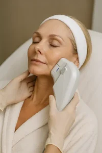 Woman receiving HIFU non surgical facelift treatment South Yardley