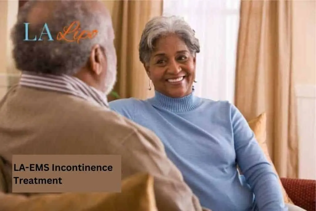 Couple sat smiling at each other - LA-EMS treatment South Yardley