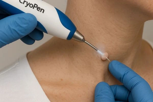 Person receiving Cryotherapy skin tag removal South Yardley
